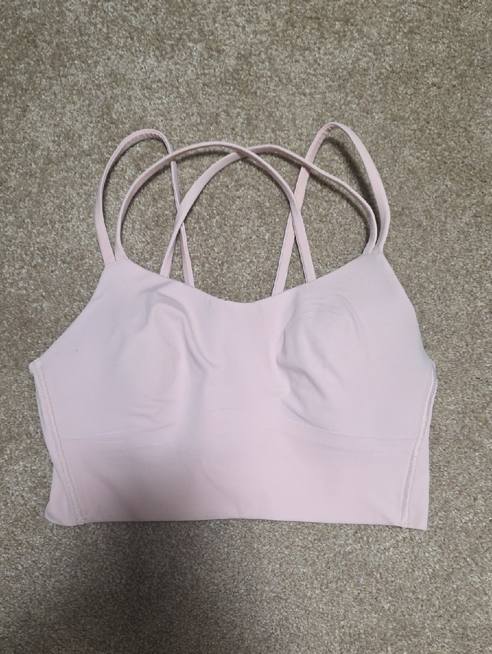 lululemon athletica pale pink strappy sports bra